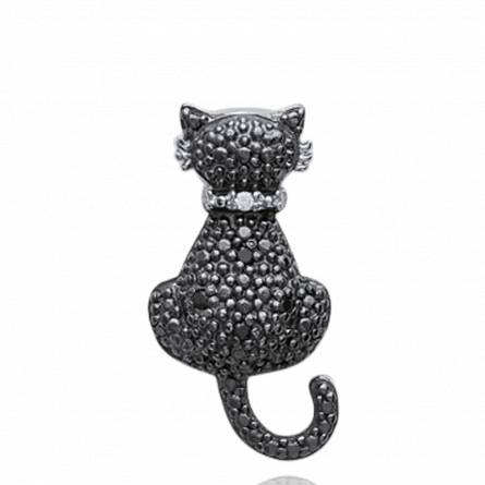 Woman silver Chat noir black pendant