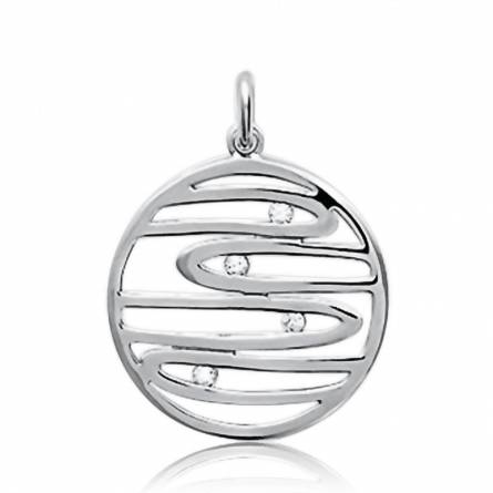 Woman silver Cyclone circular grey pendant