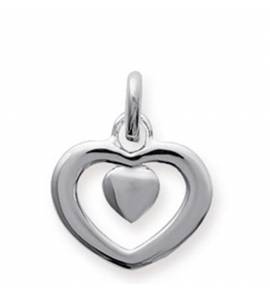 Woman silver Dessiné 2 hearts pendant