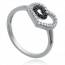 Woman silver Evidence amoureuse hearts black ring mini