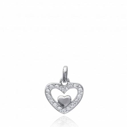Woman silver Incrusté hearts pendant