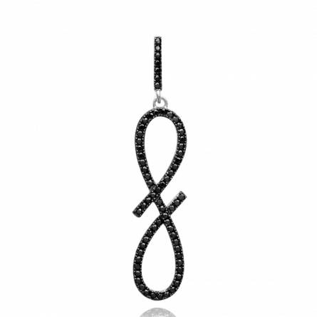 Woman silver Infini infinity black pendant