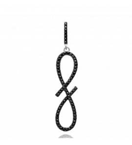 Woman silver Infini infinity black pendant