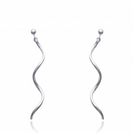 Woman silver Liquide circular earring