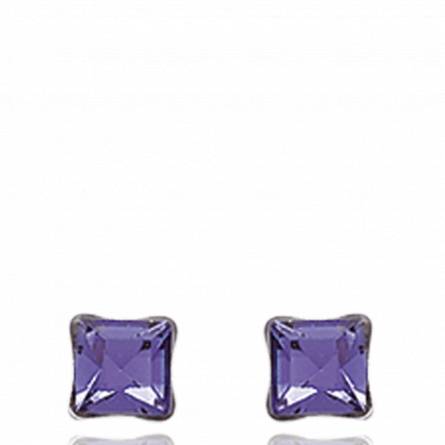 Woman silver Lune 10 square purple earring