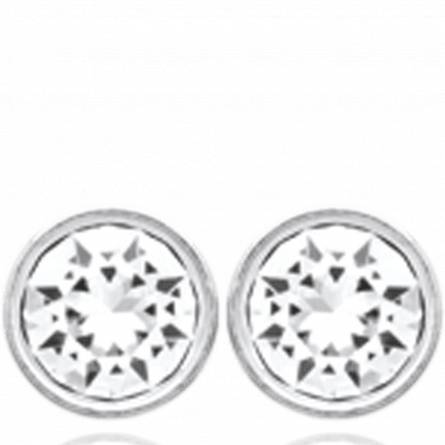 Woman silver Lune 2 circular earring