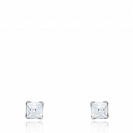 Woman silver Lune 3 square earring