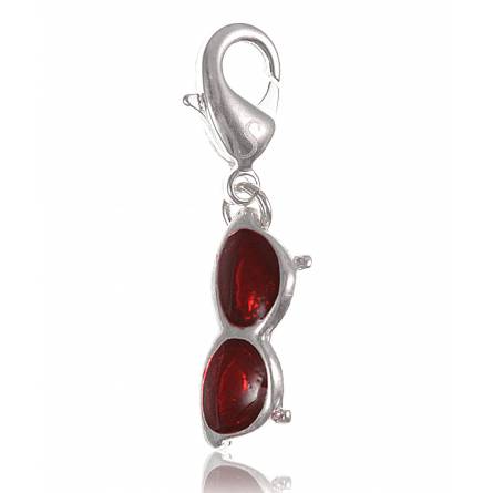 Woman silver metal Lunette red charms
