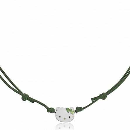 Woman silver Nao green necklace