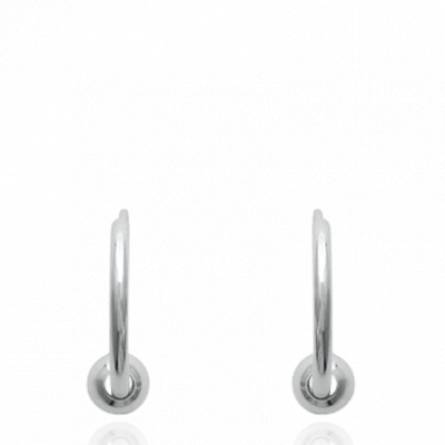 Woman silver Succès paisible 1.2 cm rounded earring