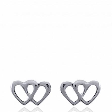 Woman silver Superposées hearts earring