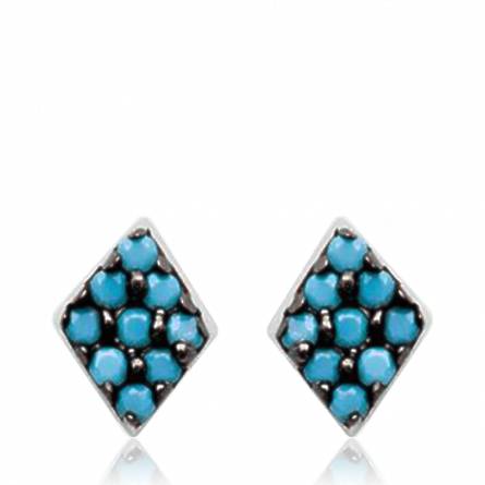 Woman silver Victorilla lozenges blue earring