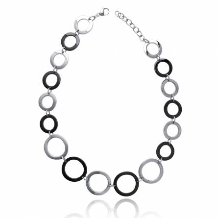 Woman stainless steel Carolle circular black necklace