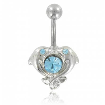 Woman stainless steel Dauphin hearts turquoise piercing