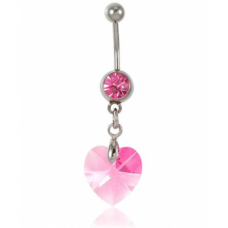 Woman stainless steel ELEMENTS 2 hearts pink piercing