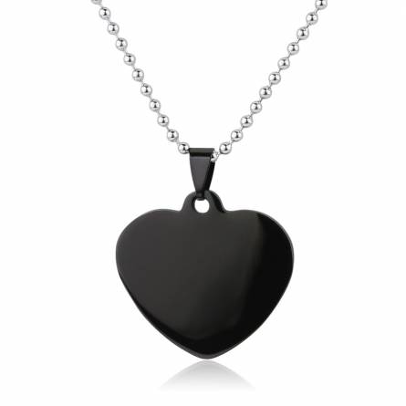 Woman stainless steel hearts black necklace