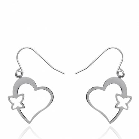 Woman stainless steel Yvane hearts grey earring