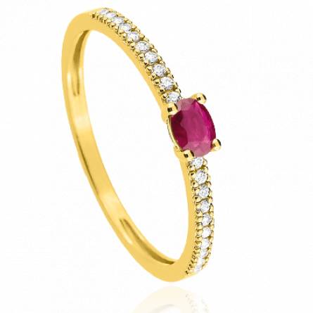 Bague femme or Sobia rouge