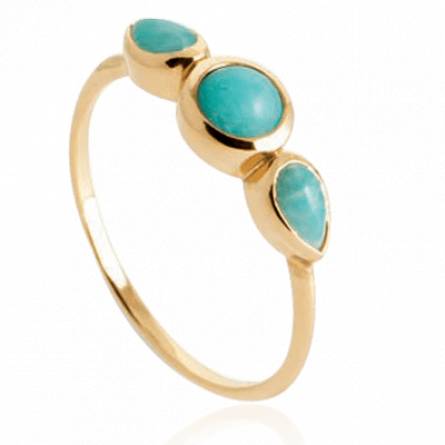 Bague femme plaqué or Galileo turquoise