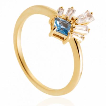 Bague femme plaqué or Pilya bleu