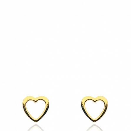 Boucles d'oreille or jaune contour coeur