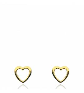 Boucles d'oreille or jaune contour coeur