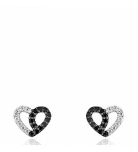 Boucles d'oreilles coeur black & white