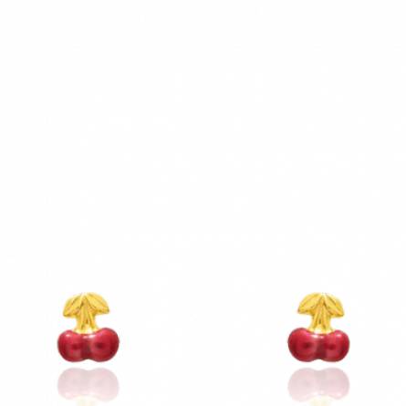 Boucles d'oreilles enfant or Cherry rouge