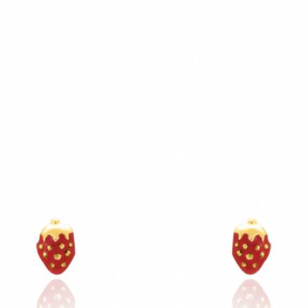 Boucles d'oreilles enfant plaqué or Strawberry rouge