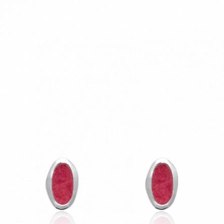 Boucles d'oreilles femme argent Lajami rouge