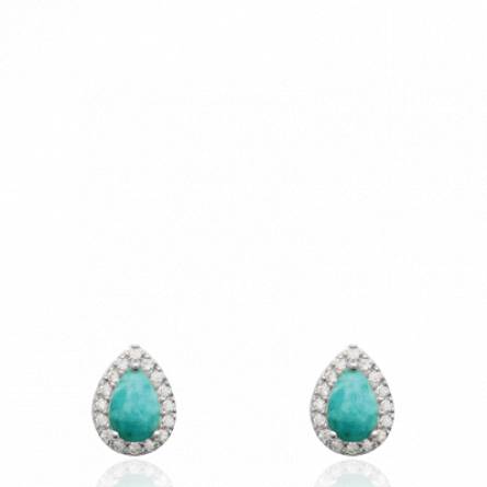 Boucles d'oreilles femme argent Nandasiri turquoise