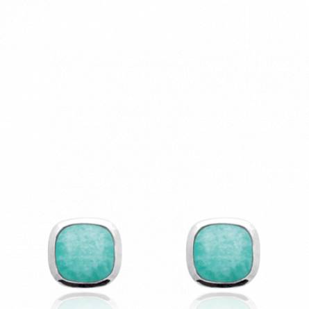 Boucles d'oreilles femme argent Thongin carrée turquoise