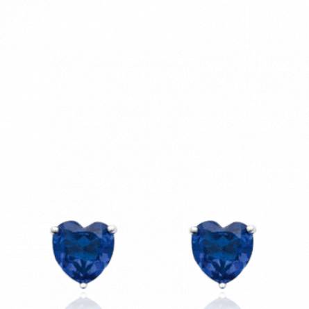 Boucles d'oreilles femme argent Tronc coeur bleu