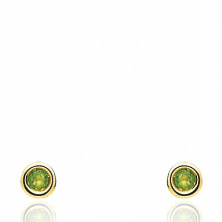 Boucles d'oreilles femme or Apeilla emeraude ronde vert