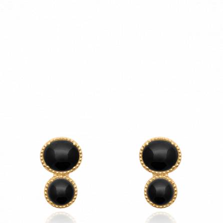 Boucles d'oreilles femme plaqué or Azelta noir