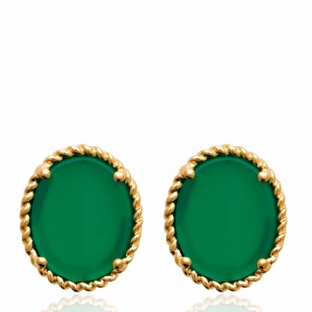 Boucles d'oreilles femme plaqué or Benhia vert