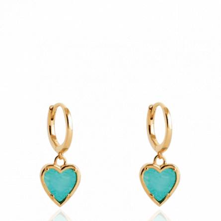 Boucles d'oreilles femme plaqué or Erell coeur turquoise