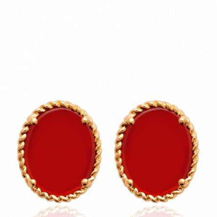 Boucles d'oreilles femme plaqué or Ghanam rouge
