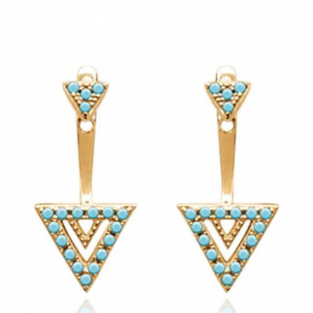 Boucles d'oreilles femme plaqué or Hopea triangle turquoise
