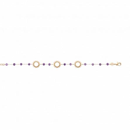 Bracelet femme plaqué or Acadie violet