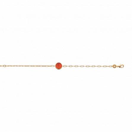 Bracelet femme plaqué or Aissatore ronde rouge
