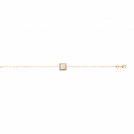 Bracelet femme plaqué or Ethaise carrée blanc