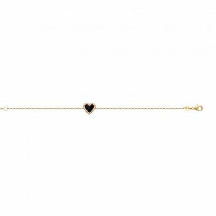 Bracelet femme plaqué or Gundaline coeur noir