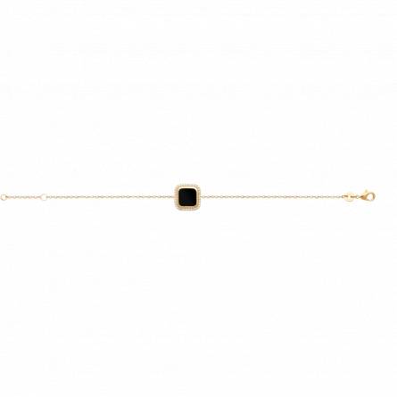 Bracelet femme plaqué or Hadaleia carrée noir