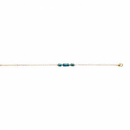 Bracelet plaqué or trio jaspe bleu