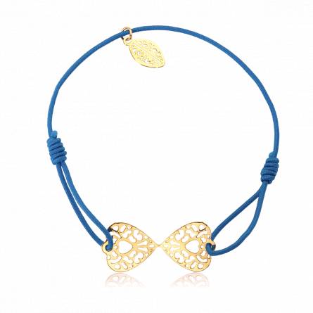 Bracelete feminino metal dourado Ducatys rendas azul