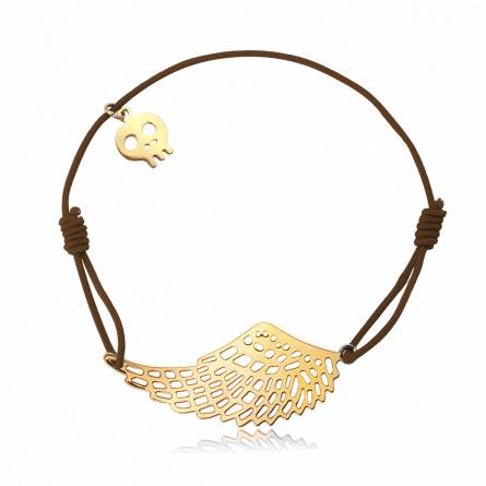 Bracelete feminino metal dourado Lakyte rendas marrom