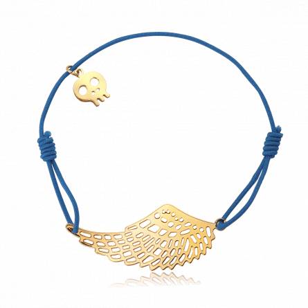 Bracelete feminino metal dourado Mota rendas azul