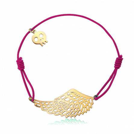 Bracelete feminino metal dourado Mota rendas rosa