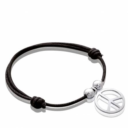 Bracelete feminino prata Peace 68 paz preto